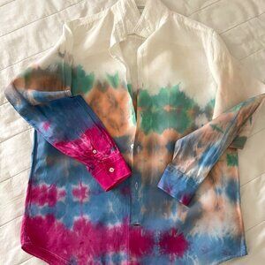 🎨 Free Speech Glitch Dyed Linen Shirt – Artfully Undone, Effortlessly Cool